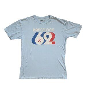 Retro Sportswear T Shirt Mens Large Barcelona Blue Soccer Vintage Casual